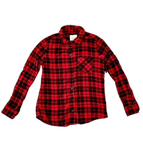 Forever 21 Cozy Red/Black Flannel Shirt Women's Size Small - Picture 1 of 4